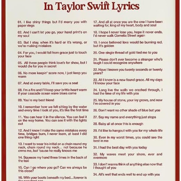 I love you in Taylor swift lyrics decorative canvas wall art poster 12x18 - Picture 2 of 5